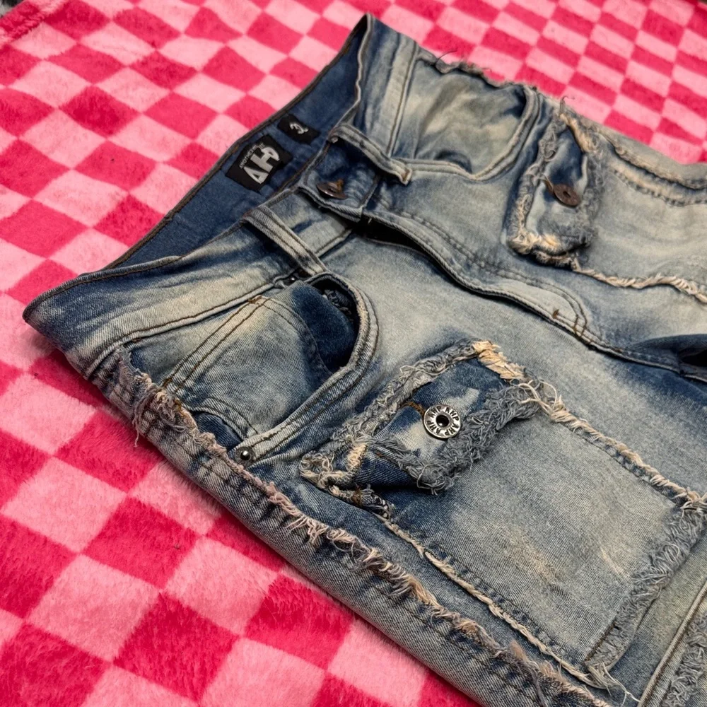 AHP Light Blue Stacked & Distressed Panel Jeans - Picture 3 of 9
